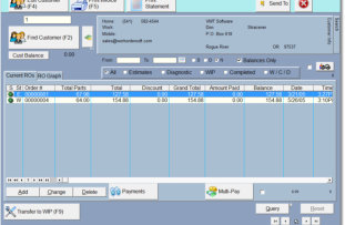 Repair order receivables screen